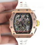 Copy Richard Mille RM011 Flyback Chronograph - Felipe Massa Watch Rose Gold White Tape Watch